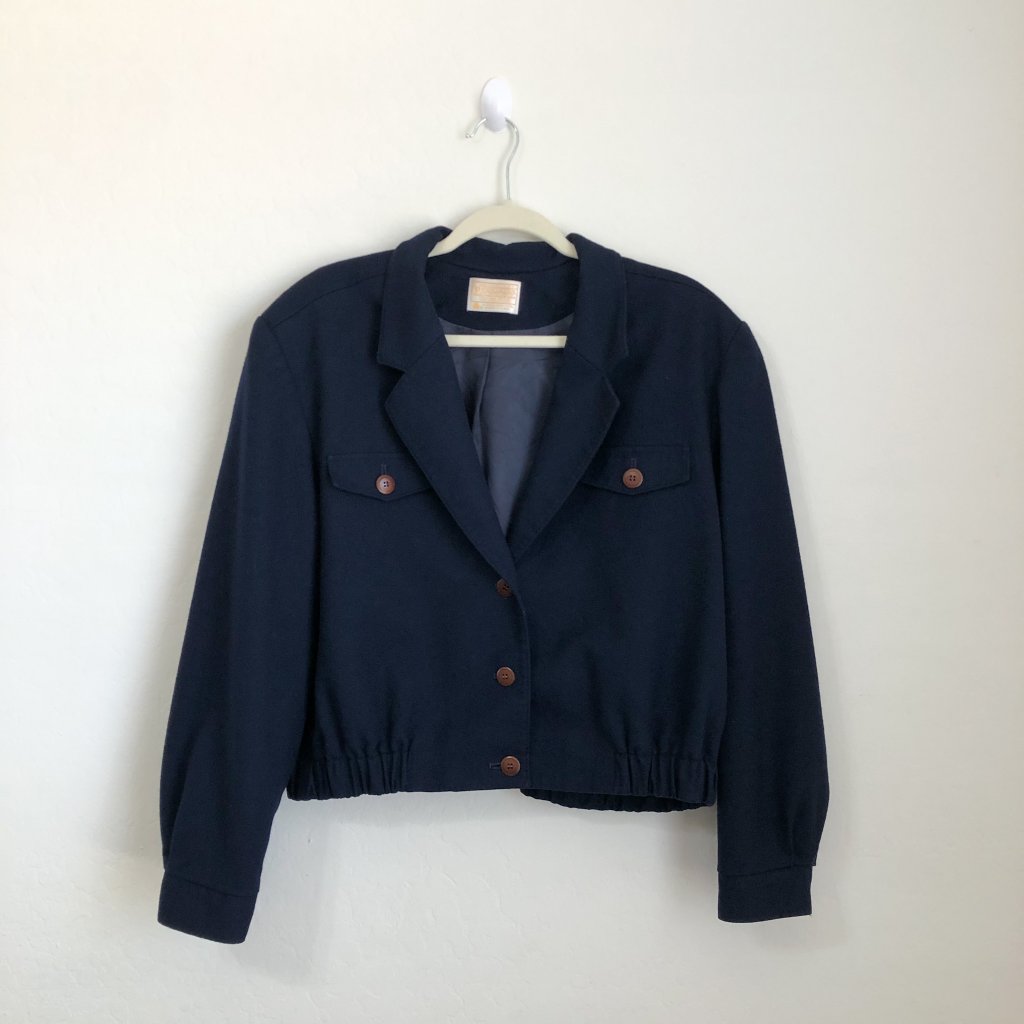 Pendleton Navy Blue Button Down Wool Jacket
